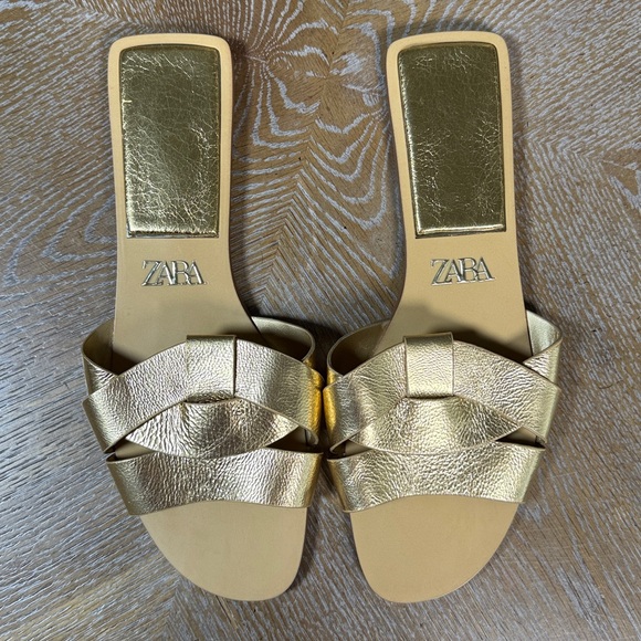 ZARA Metallic Gold Women's Sandals 40 - Picture 8 of 13